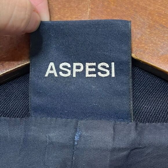 ASPESI Vintage Wool Pea Coat Navy Double Breasted Men’s XL Flawed Distressed - Picture 13 of 14